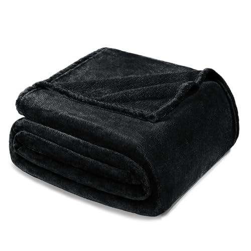 Exclusivo Mezcla Fleece Blanket King Size for Bed, Super Soft and Warm, All Season Use, Cozy, Plush, Lightweight, 90x104 Inches, Black - Click to Buy