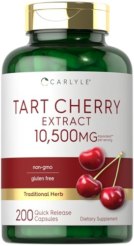 Carlyle Tart Cherry Capsules | 10,500mg | 200 Pills | Max Potency | Non-GMO, Gluten Free | Tart Cherry Juice Extract - Click to Buy