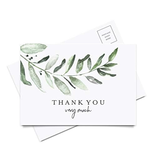 Bliss Collections Greenery Thank You Cards, 4.25x6 Postcard Style Notes, Floral Design Perfect for: Wedding, Bridal Shower, Baby Shower, Birthday, Funeral or a Great Way Just to Say Thanks, 50 Pack - Click to Buy