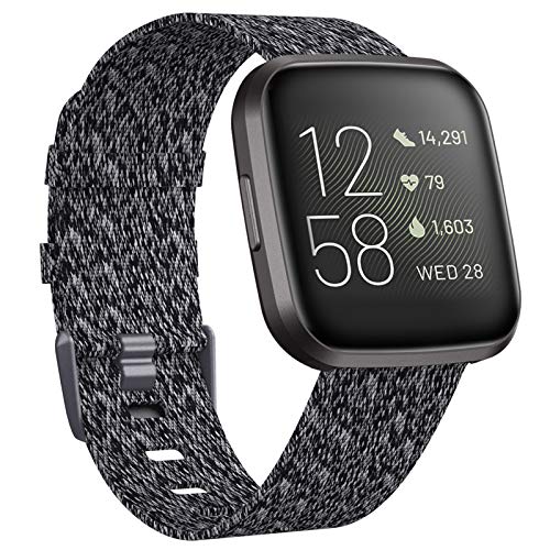 KIMILAR Woven Band Compatible with Fitbit Versa/Fitbit Versa 2/Fitbit Versa Lite Edition, Large Small Woven Fabric Breathable Men Women Versa Replacement Band for Versa Smartwatch - Click to Buy