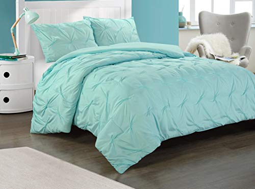 Heritage Club Ultra Soft – Sierra – Hypoallergenic – for Boys and Girls – All Season Breathable 2 Piece Kids and Teen Solid Pintuck Comforter Set – Alternative Microfiber –, Twin XL, Mint - Click to Buy