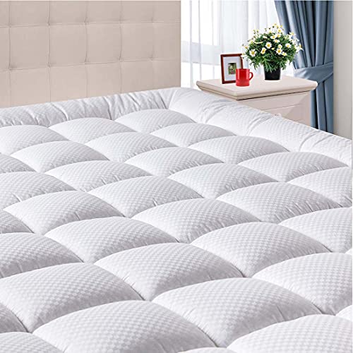 DOMICARE Full Mattress Pad Cover with Deep Pocket (8-21Inch), Cooling Mattress Topper Cotton Pillow Top, Down Alternative Fill - Click to Buy