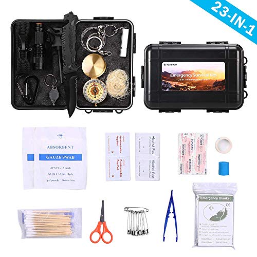 TOMSHOO Compact Emergency Survival Kit, First Aid Kit with 142Pcs Professional Survival Gear and Equipment, for Adult Boat Hunting Camping Hiking Outdoor Adventure Earthquake - Click to Buy