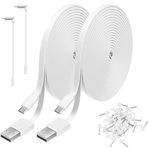 2 Pack 20FT Power Extension Cable Compatible with Wyze Cam V4,Wyze Cam v3,Wyze Cam Pan,WYZE Cam OG,NestCam Indoor,Blink,Amazon Cloud Camera,USB to Micro USB Durable Charging and Data Sync Cord(White) - Click to Buy