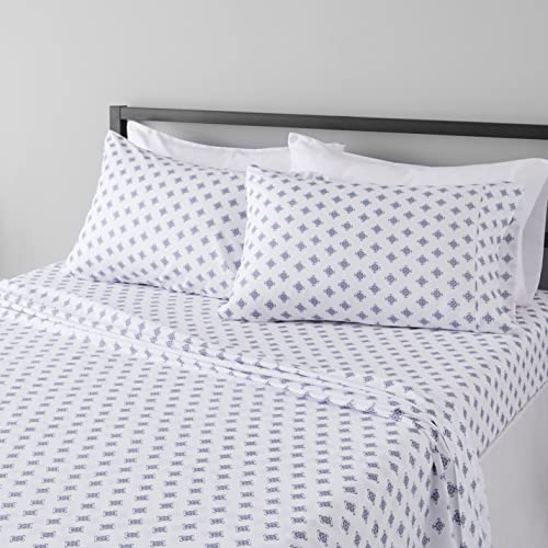 Amazon Basics Light-Weight Microfiber Sheet Set - Full, Blue Grey Medallion - Click to Buy