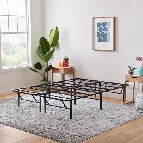 LINENSPA 14 Inch Folding Metal Platform Bed Frame - 13 Inches of Clearance - Tons of Under Bed Storage - Heavy Duty Construction - 5 Minute Assembly - Full - Click to Buy
