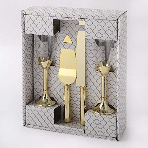 Elegant Glasses with Cake Knife and Server 4 Piece Set - Click to Buy