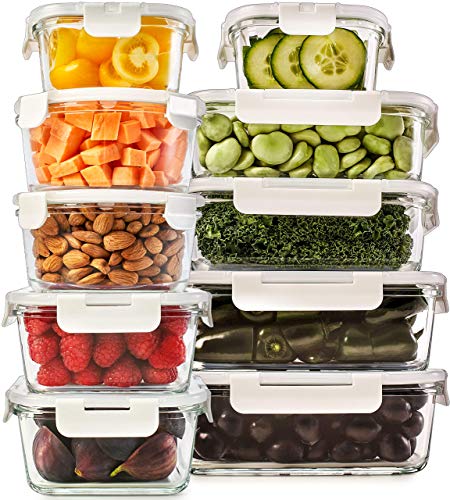 PrepNaturals Glass Food Storage Containers with Lids - Leakproof Meal Prep Container - Bento Box for Lunch - Dishwasher, Microwave, Oven & Freezer Safe (Multi-Compartment) - Click to Buy