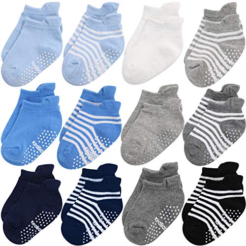 KeaBabies Rutschfeste Baby-Socken für Kleinkinder - Ergonomische rutschfeste Sohlengriffe für Jungen, Mädchen und Kleinkinder, 12-36 monate Weiche & Atmungsaktive Baumwollsocken Set (Blue Craft) - Click to Buy