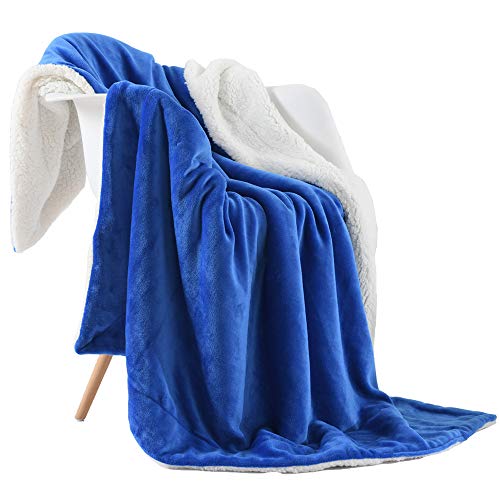 NANPIPER Throw Blanket Reversible Sherpa Flannel Blanket Super Soft Fuzzy Plush Fleece Microfiber for Bed/Couch?60"x80",Princess Blue - Click to Buy
