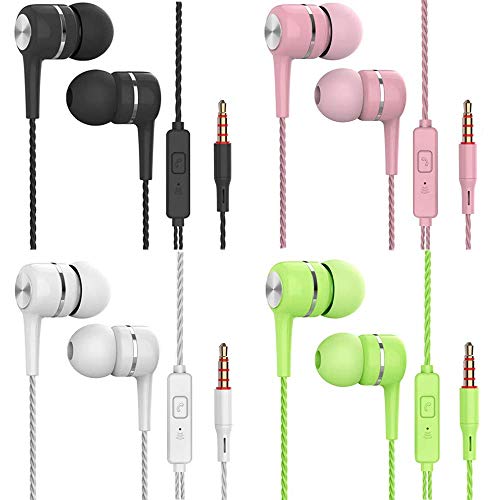 Timegevity Kopfhörer/Ohrhörer, 3,5 mm verkabelte Kopfhörer, geräuschisolierend, integriertes Mikrofon und Lautstärkeregler, kompatibel mit iPhone, iPod, iPad, Samsung/Android/MP4, Weiß, 2 Stück - Click to Buy