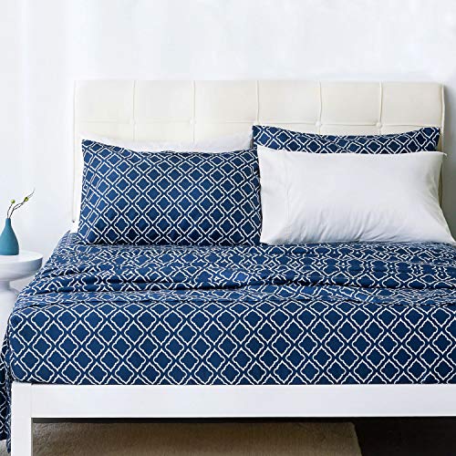 Bedsure Bettlaken-Set mit Quatrefoil Queen Navy - Click to Buy