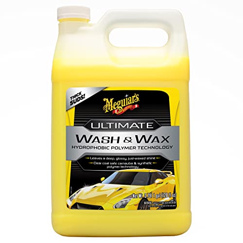 Meguiar's Ultimate Wash and Wax, Car Wash and Wax Cleans and Shines in One Step, Wash, Shine, and Protect with an Enhanced pH Neutral Car Paint Cleaner, 1 Gallon - Click to Buy