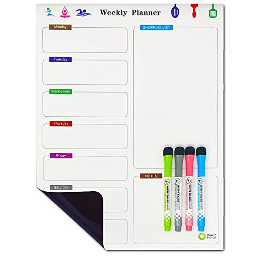 Magnetic Calendar, Dry Erase Calendar Whiteboard, 16” x 12”, Weekly Calendar Stain Resistant Nano Technology, Magnetic Dry Erase Calendar for Fridge - Click to Buy