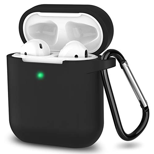 SATLITOG Silicone Case Compatible with Apple AirPods 1&2 Wireless and Wired Charging Case(Front LED Visible),Black - Click to Buy