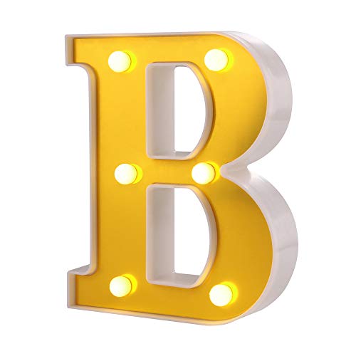 Samapete Lettre de LED Lights 26 Golden Alphabet Marquee Lights Signer pour la fête d'anniversaire de mariage Noël Home Bar Décoration (B) - Click to Buy