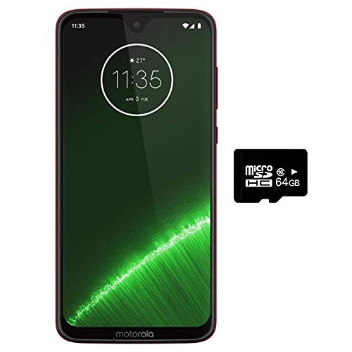 Motorola Moto G7+ Plus (64GB, 4GB RAM) 6.2" FHD+ Display, Dual SIM GSM Factory Unlocked - Canada & Global 4G LTE International Model - XT1965-2 (Red, 64GB+64GB MicroSD) - Click to Buy