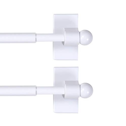 H.VERSAILTEX 2 Pack Magnetic Curtain Rods for Metal Doors Top and Bottom Multi-Use Adjustable Appliances for Iron and Steel Place, Petite Ball Ends, 16 to 28 Inch, 1/4 Inch Diameter, White - Click to Buy
