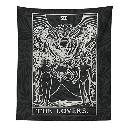 INTHouse Tarot Tapestry Wall Tapestry Wall Hanging Psychedelic Tapestry Celestial Tapestry Medieval Tarot Decor Wall Tapestry for Bedroom Living Room College Dorm Room (The Lovers, 51"x59") - Click to Buy