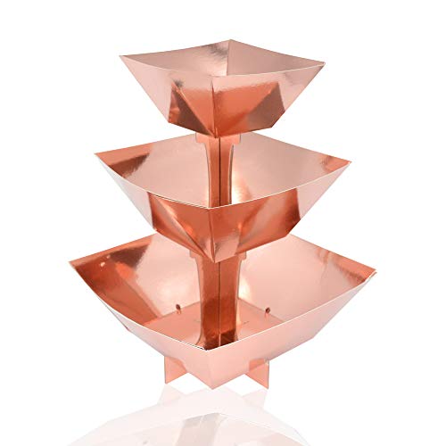 Rose Gold Birthday Party Supplies Decorations Cardboard Rose Gold Dessert Display Dessert Stand Candy Snack Cupcake Stand Cake Stand Bowl Stand Tower Display for Wedding - Click to Buy