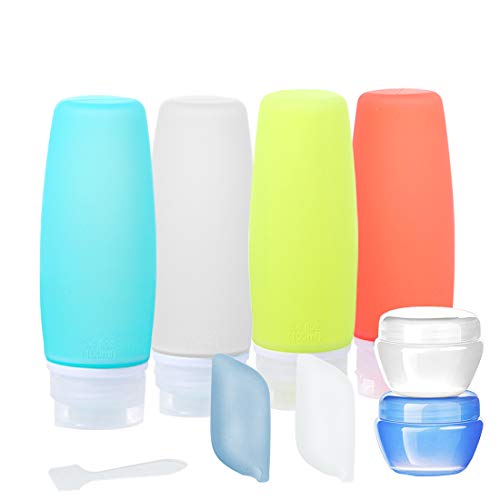 Poluentat Nachfüllbare Reisegröße, auslaufsichere Silikon-Shampoo Lotion Flüssigkeit Kosmetik Toiletry Container mit Cremebehälter, perfekt für Business oder persönliche Reisen, 10 Stück (100 ml/3,4 oz) - Click to Buy