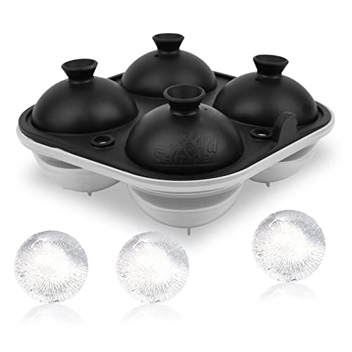 Samuelworld Large Sphere Ice Cube Tray - 2.5 inches Ice Mold for Cocktail and Scotch - Round Ice Tray with Lid - Ice Ball Maker to Keep Drinks Chilled - Black - Click to Buy