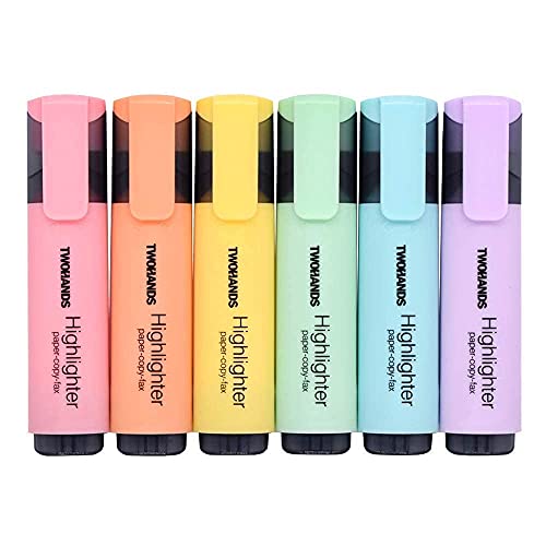 TWOHANDS Highlighter,Chisel Tip Marker Pens,Aesthetic Highlighters,6 Assorted Pastel Colors,20079 - Click to Buy