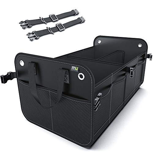 MIU COLOR Car Trunk Organizer for SUV, Collapsible Trunk Storage Organizer, Securing Straps, Non Slip Bottom(Black) - Click to Buy