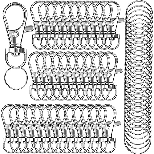 120PCS Premium Swivel Lanyard Snap Hook with Key Rings, Metal Hooks Keychain Hooks for Lanyard Key Rings Crafting… - Click to Buy