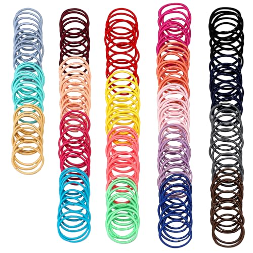TecUnite 200 Pieces No-metal Hair Elastics Bulk Rubber Bands Hair Ties Ponytail Holders Hair Bands for Women(Multicolor) - Click to Buy