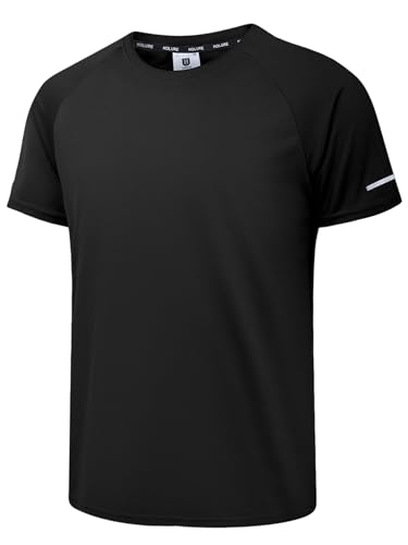 Holure Men's Sportswear Breathable Quick-Drying Short-Sleeved T-Shirt Black-S - Click to Buy