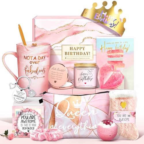 Jumway Not A Day Over Fabulous Mug Gifts Set- Birthday Gifts for Women - Funny Birthday Gift Ideas for Her,Friends, Coworkers, Her, Wife, Mom, Daughter, Sister, Aunt Ceramic Marble Mug 14 Oz - Click to Buy