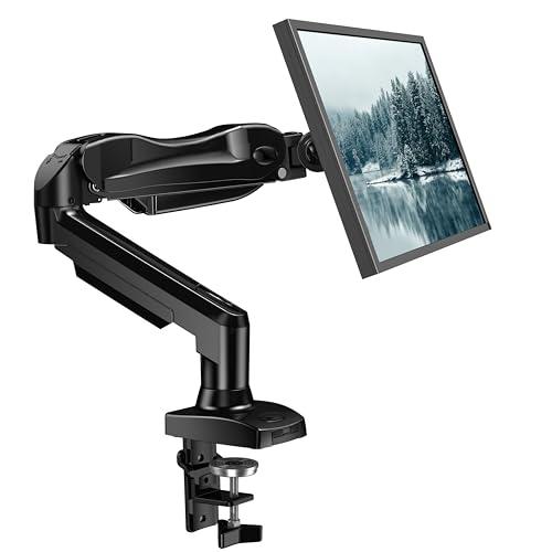 Support Unique pour écran, Bras articulé à vérin à gaz réglable Vesa, avec Pince et Base Passe-câble pour écrans d’Ordinateur LCD de 17 à 27”, Le Bras Peut Supporter de 2 à 6,5 kg - Click to Buy