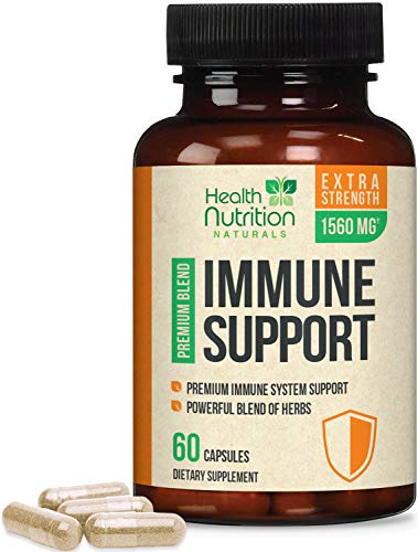 Immune Support Supplement Extra Strength 1560mg with Vitamins E and C - Made in USA - Premium Immune Support Vitamins and Wellness Formula for Adults - 60 Capsules - Click to Buy