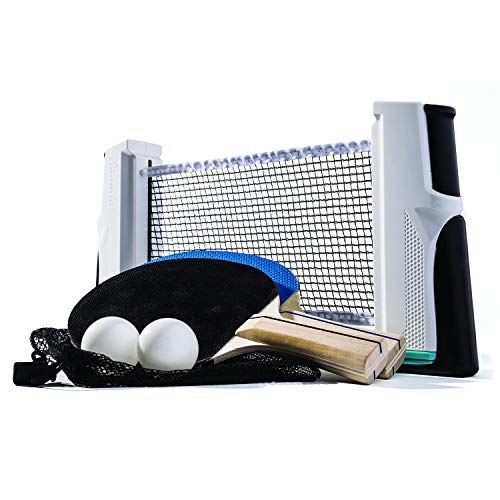 Franklin Sports Anywhere Table Tennis – Complete Portable Ping-Pong Set – includes Ping-Pong Paddles, Balls, Net, Plus Easy-Carry Bag – Easy Set-Up – Expands to 6’ – Easily Attaches to Table Surfaces - Click to Buy