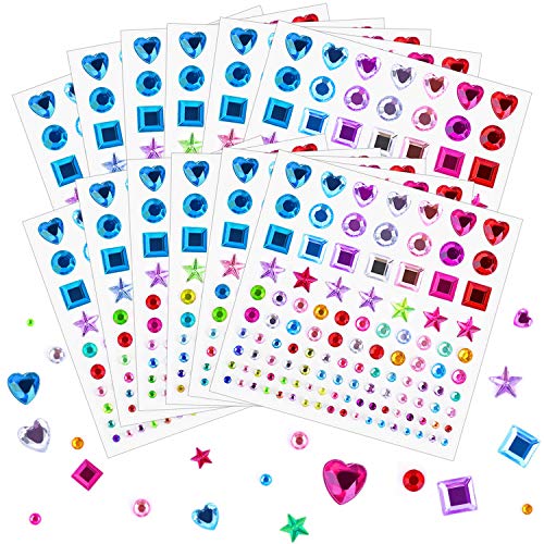 Self Adhesive Rhinestones Stickers, Selizo 1368Pcs Craft Gems Jewel Stickers Face Jewels Stick on Bling Crystal Diamond Stickers for Crafts, Decorations, Body Painting, Assorted Shapes, Sizes and Colo - Click to Buy