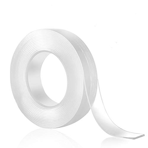 Double Sided Adhesive Grip Tape,TracelessTransparent Gel Mat Tape Nano Washable Removable and Reusable Sticky Anti-Slip Gel Tape for Paste Photos Posters, Fix Carpet Mats or Office Wall Decor etc(5m - Click to Buy