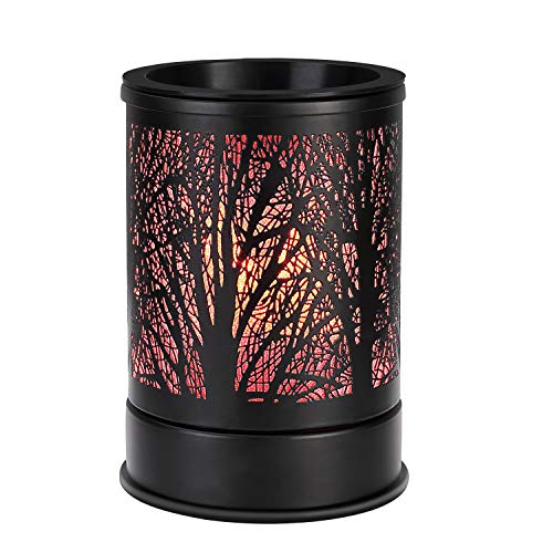 Enaroma Fragrance Wax Melts Warmer with 7 Colors LED Changing Light Classic Black Forest Design Scent Oil Candle Warmer - Click to Buy