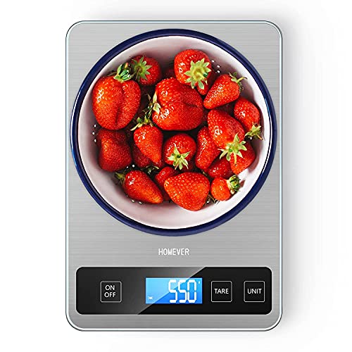 Homever Kitchen Scale, 33lb/15kg Food Scales Digital Weight Grams and oz for Cooking, 304 Stainless Steel, Silver - Click to Buy