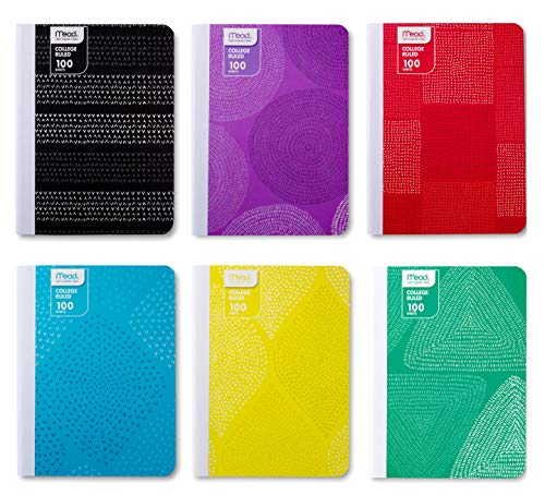 Mead Composition Books/Notebooks, College Ruled Paper Composition Notebook, 100 Sheets (200 Pages), Fashion Designs - (6 Pack) - Click to Buy