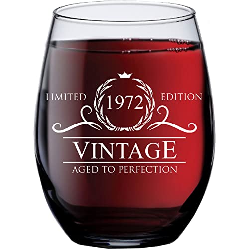 Weinglas zum 50. Geburtstag für Frauen und Männer – 1971 Vintage 425 ml Stielloses 50 Jahre alt Party Dekorationen Jahrestag Geschenke Eltern Papa Mama Fifty Class Reunion Ideas - Click to Buy