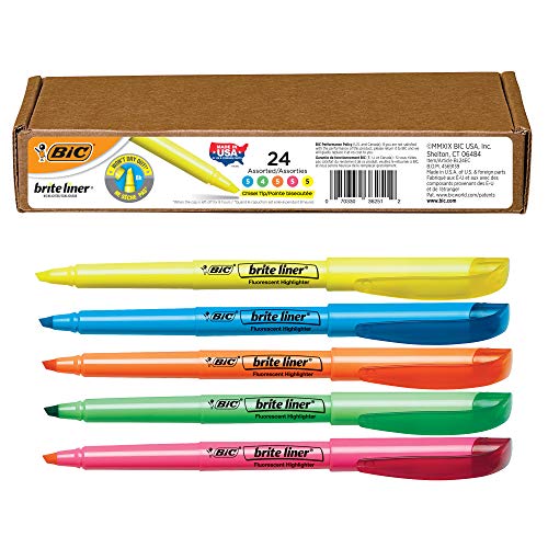 BIC Brite Liner Highlighter, Chisel Tip, Assorted (New), 24 Count - Click to Buy
