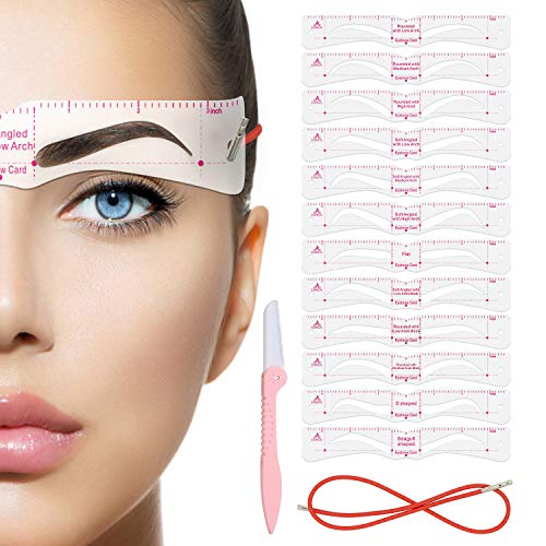 Eyebrow Stencilï¼Å’Eyebrow Shaper Kitï¼Å’12 Styles Extremely Elaborate Reusable Eyebrow Template Stencils for A Range Of Face Shapes, 3 Minutes Makeup Tools For Eyebrows - Click to Buy
