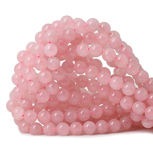 CHEAVIAN 45PCS 8mm Natural Rose Quartz Gemstone Round Loose Bead Pink Crystal for Jewelry Making 1 Strand 15"