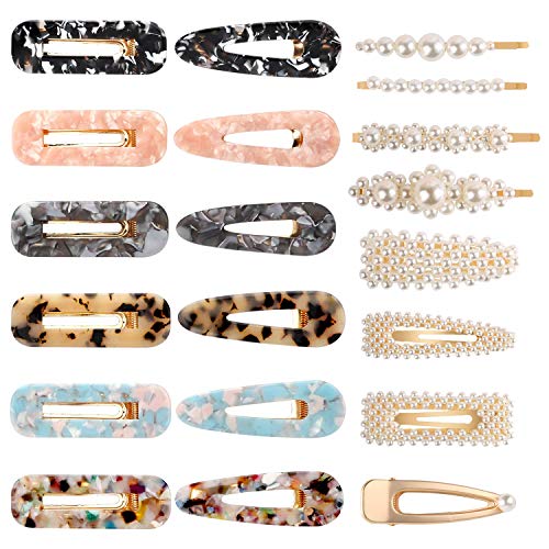20Pcs Pearl Hair Clips Cute Acrylic Resin Hair Barrettes for Women Girls,Fashion Geometric Alligator Hair Pins Accessories for Valentines Day Birthday Wedding Party Headwear Styling Tools - Click to Buy
