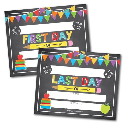Last Day of School Sign – 10 Double-Sided First and Last Day Boards, 8x10 Back to School Photo Prop for Kids, Preschool, Kindergarten, and Elementary, Chalk Fiesta Theme
