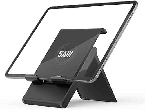 SAIJI Verstellbarer Tablet-Ständer, tragbar, faltbar, kompatibel mit iPad Pro 2020, iPad Air Mini, Nintendo Switch, iPhone 11 Pro Max SE, Samsung Galaxy und Kindle Fire Tablets, Schwarz - Click to Buy