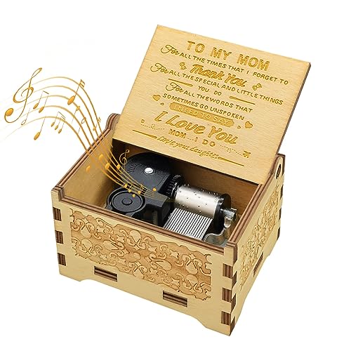 You are My Sunshine Music Box for Mom Gifts from Daughter, Unique Gifts for Mom Vintage Engraving Wooden Music Box (for Mom) - Click to Buy