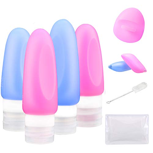 Travel Bottles,Leakproof Silicone Travel Containers Set,TSA Approved Squeezable 8 Piece Portable Travel Bottle & Accessories for Cosmetic,Shampoo,Conditioner,Lotion,Toiletries - Click to Buy