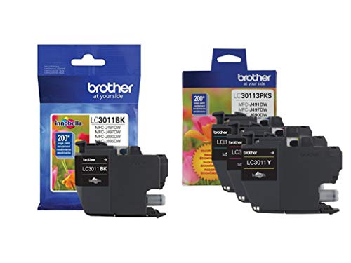 Brother Genuine LC3011BK, LC30113PKS Standard Yield Black/Cyan/Magenta/Yellow Ink Cartridge Set, LC3011 - Click to Buy